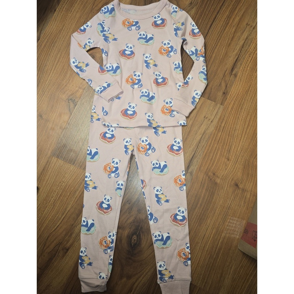 Members Mark Kids Pajama Set Size 3T Pink Panda Donut Organic Cotton 2pc 5974